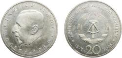 World Coins - Germany German Democratic Republic Democratic republic 1971 20 Mark (100th Anniversary - Birth of Heinrich Mann) Copper-nickel (2029000) 16.71g UNC  KM 33 Schön 32 J 1531 AKS 23