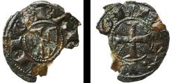 World Coins - Spain Principality of Catalonia 1213 - 1257 Dinero - Jaime I Billon (.167 silver) La Seca Mint 0.54g VF Damage  Cru 304 Cy 1709