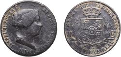 World Coins - Spain Kingdom 1856 25 Centimos de Real - Isabel II Copper Segovia Mint 9.4g VF KM 615.2 Cal 591 Aureo 189