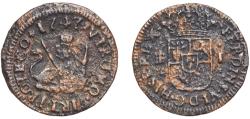 World Coins - Spain Kingdom 1747 1 Maravedi - Fernando VI (Segovia) Copper Segovia Mint 1.03g VF Cal 717 Aureo 19