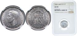 World Coins - Great Britain United Kingdom 1945 6 Pence - George VI (1st coinage) Silver (.500) (39939200) 2.83g NGC AU 58 KM 852 Sp 4084