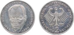 World Coins - Germany Federal Republic of Germany 1999 D 2 Deutsche Mark (Willy Brandt) Copper-nickel clad nickel Munich Mint (70000) 7g UNC KM 183 J 459 Schön 182