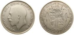 World Coins - Great Britain United Kingdom 1921 ½ Crown - George V (2nd type) Silver (.500) (23677800) 13.65g VF KM 818.1a KM 818.2 Sp 4021