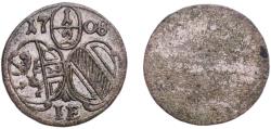 World Coins - Austria Bishopric of Salzburg Archduchy of Austria Holy Roman Empire 1708 ½ Kreuzer - Johann Ernst von Thun Silver Salzburg Mint 0.42g AU Zöttl 2286