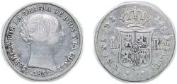 World Coins - Spain Kingdom 1852 1 Real - Isabel II Silver (.900) Sevilla 1.22g VF KM 598 Cal 397