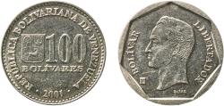 World Coins - Venezuela Bolivarian Republic 2001 100 Bolívares Nickel clad steel Casa de la Moneda de Venezuela (205000000) 6.88g UNC  Y 83 Schön 95 NCV mv100bs-ga NCV mv100bs-gb
