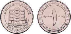 World Coins - Sudan Republic 2011 1 Pound Nickel plated steel Lahore Mint 8.27g UNC  KM 127 Schön 106