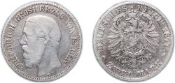 World Coins - Germany Grand-duchy of Baden 1877 G 2 Marks - Frederick I Silver (.900) (763927) 10.85g VF KM 265 AKS 153 J 26