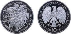 World Coins - Germany Federal Republic 1987 G 10 Deutsche Mark (Treaty of Rome) Silver (.625) Staatliche Münze Baden-Württemberg Mint (350000) 15.53g PF  KM 167 J 442 Schön 166