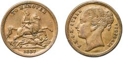 World Coins - Great Britain United Kingdom Kingdom 1837 Cumberland Jack Token - Victoria (To Hanover) Brass 4.2g XF