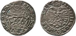 World Coins - Bohemia Counts of Schlick 1638 3 Kreuzers - Heinrich IV Silver 1.54g XF  KM 6