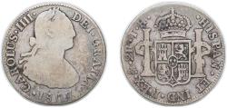 World Coins - Mexico Spanish colony 1807 TH 2 Reales - Carlos IV Silver (.896) Mexico City Mint 6.42g VF KM 91