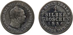 World Coins - Germany Kingdom of Prussia 1856 A 1 Silbergroschen - Frederick William IV Billon (.222 silver) Berlin Mint 2.06g VF  AKS 86 Old/Mue 2 322 KM 462 Neum 24, 46 Schr 132-5, 270-3