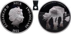 World Coins - Niue New Zealand Dependent State 2022 2 Dollars - Elizabeth II (AT-AT Walker) Silver (.999) (2000) 31.1g PF  KM 5056