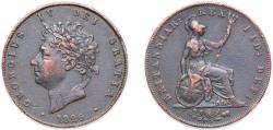 World Coins - Great Britain United Kingdom 1826 ½ Penny - George IV Copper (9032000) 8.93g XF KM 692 Sp 3824