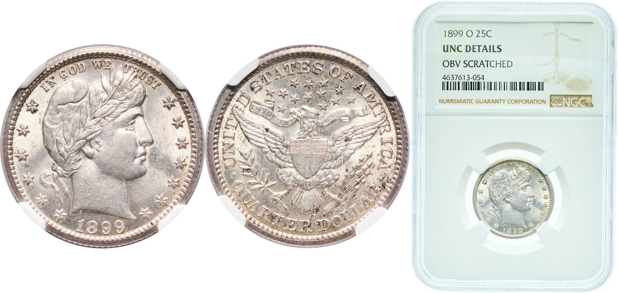 United States Federal republic 1899 O ¼ Dollar Barber