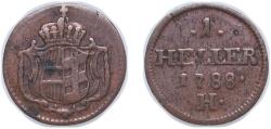World Coins - Austria Further Austria Holy Roman Empire 1788 H 1 Heller - Joseph II / Leopold II Copper 0.8g VF KM 5 Schön DM 2002.23