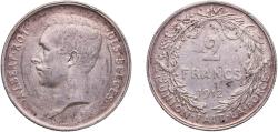 World Coins - Belgium Kingdom 1912 2 Francs - Albert I (French text) Silver (.835) (16.5% copper) Royal Mint of Belgium (375000) 9.94g AU  KM 74 LA BFM-117 Schön 41