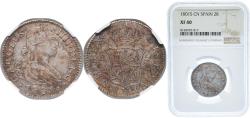 World Coins - Spain Kingdom 1801 S CN 2 Reales - Carlos IV Silver (.806) Seville Mint 6g NGC XF 40  KM 430