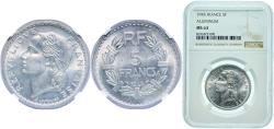 World Coins - France Fourth Republic 1945 5 Francs Aluminium (1100) 3.5g NGC MS 63  Franc 2014 339 Gad 1789 766 KM 888b Schön 203b