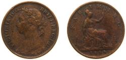 World Coins - Great Britain United Kingdom 1886 1 Farthing - Victoria (2nd portrait; 2nd type) Bronze Royal Mint (Tower Hill) (7767700) 2.83g VF KM 753 Sp 3958/9