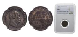 World Coins - Germany Kingdom of Prussia German states 1872 C 1 Silbergroschen - William I Billon (.220 silver) Frankfurt am Main Mint 2.196g NGC MS 62  KM 485 AKS 103 Olding FR 415, 418, 421 J