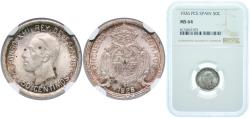 World Coins - Spain Kingdom 1926 PCS 50 Centimos - Alfonso XIII (6th portrait) Silver (.835) Madrid Mint (4000000) 2.5g NGC MS 64 KM 741 Cal 64