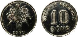 World Coins - Vietnam 1970 10 Đồng Nickel clad steel Royal Mint (Tower Hill) (30000000) 4.93g XF  KM 8a Schön 43a