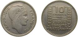 World Coins - France Fourth Republic 1948 10 Francs (Small Head) Copper-nickel Paris mint 7g UNC F362 KM909.1 Gad811