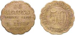 World Coins - France ND 20 Jetons a 1 Litre De vin 2.45g VF