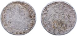 World Coins - Spain Kingdom 1801 S CN 2 Reales - Carlos IV Silver (.806) Seville Mint 5.72g VF KM 430.2