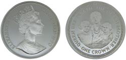 World Coins - Isle of Man Dependency of the British Crownlocated Elizabeth II 1990 PM 1 Crown The Queen Mother