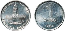 World Coins - Argentina Federal Republic 1984 1 Peso Aluminium Buenos Aires Mint (184691379) 2.21g UNC  KM 91 CJ 366 Schön 91