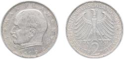 World Coins - Germany Federal Republic of Germany 1959 D 2 Deutsche Mark (Max Planck) Copper-nickel Munich Mint (1020000) 7g XF KM 116 J 392 Schön 115