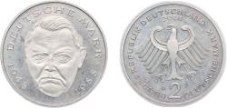 World Coins - Germany Federal Republic of Germany 2001 A 2 Deutsche Mark (Ludwig Erhard) Copper-nickel clad nickel Berlin Mint (130000) 7g UNC KM 170 J 445 Schön 167