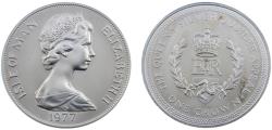 World Coins - Isle of Man Dependency of the British Crownlocated Elizabeth II 1977 1 Crown 25th Anniversary of the Accession of Queen Elizabeth II