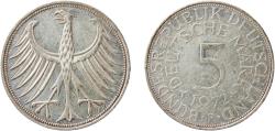 World Coins - Germany Federal Republic 1972 F 5 Deutsche Mark Silver (.625) (Copper .375) Staatliche Münze Baden-Württemberg Mint (8992000) 11.16g XF  KM 112 J 387 Schön 110