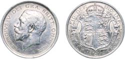 World Coins - Great Britain Kingdom 1914 ½ Crown - George V (1st type) Silver (.925) (18333000) 14.2g AU KM 818.1 Sp 4011