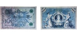World Coins - Germany 1908 100 Mark (Reichsbanknote; green seal) Paper VF  P 34
