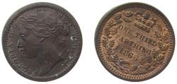 World Coins - Great Britain United Kingdom 1866 ⅓ Farthing - Victoria (2nd portrait; Colonial issue) Bronze Royal Mint (Tower Hill) (576000) 0.94g UNC KM 750 Sp 3960