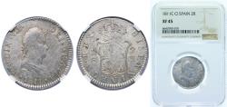 World Coins - Spain Kingdom 1811 C CI 2 Reales - Ferdinand VII (Laureate bust) Silver (.812) Cadiz 6g NGC XF 45 KM 460