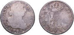 World Coins - Spain Kingdom 1781 MPJ 2 Reales - Carlos III (2nd type) Silver (.813) Madrid Mint 5.47g F KM 412.1 Cal 1311