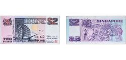 World Coins - Singapore Republic 1993 2 Dollars (purple) Paper XF P 28