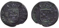 World Coins - Spain Kingdom 1605 8 Maravedis - Felipe III (milled) Copper Segovia Mint 4.5g XF