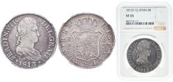 World Coins - Spain Kingdom 1813 C CJ 8 Reales - Fernando VII (2nd portrait) Silver (.903) Cádiz Mint 27g NGC VF 35 KM 466.2 Cal 375