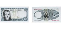 World Coins - Spain 1951 5 Pesetas Paper AU P 140