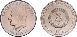 World Coins - Germany German Democratic Republic Democratic republic 1971 A 20 Mark (85th Birthday of Ernst Thälmann) Copper-nickel Berlin Mint (10003431) 15.15g UNC  KM 34 Schön 33 J 1535 AKS