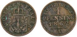 World Coins - Germany State Kingdom of Prussia Wilhelm I 1862 A 1 Pfenning
