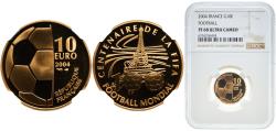 World Coins - France Fifth Republic 2004 10 Euros (FIFA) Gold (.920) Paris Mint (3097) 8.45g NGC PF 68  KM 1375 Gad Euro C121