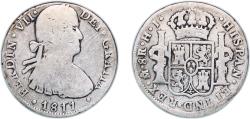 World Coins - Mexico Spanish colony 1811 Mo HJ 8 Reales - Ferdinand VII Silver (.903) Mexico City Mint 26.15g VF KM 110
